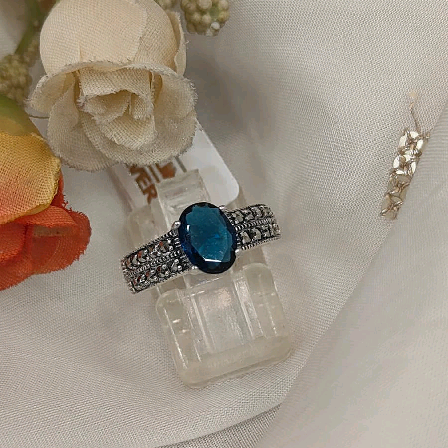 Blue Marcasite Ring 